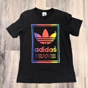 Y2K Adidas Originals Vintage Multicolor Trefoil Reverse Graphic T-Shirt Size M